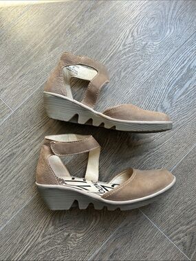 Fly London Leather Suede Ankle Strap Wedge Shoes EU 38